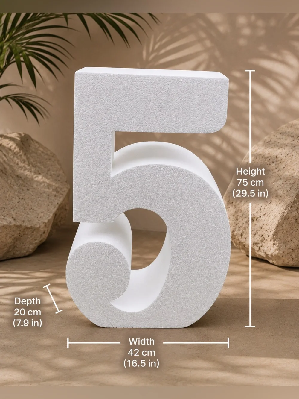Large Decorative Foam Number 5 / 30” Tall Event Props